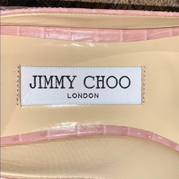 NEW ๐ JIMMY CHOO Croc Embossed Pointed Toe Flats - Picture 9 of 13